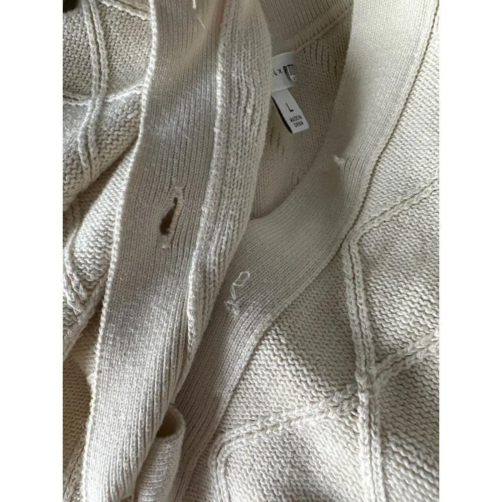 Toccin X RTR  Polo Sweater Dress Short Sleeve Tie Waist  Mini Off White L